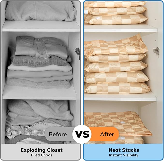 Oxford Cloth Vacuum Storage Bags- Space Saving Compression Bags for Clothes, Bedding, Dust & Moisture Proof (2 Medium Pack + Electric Pump)