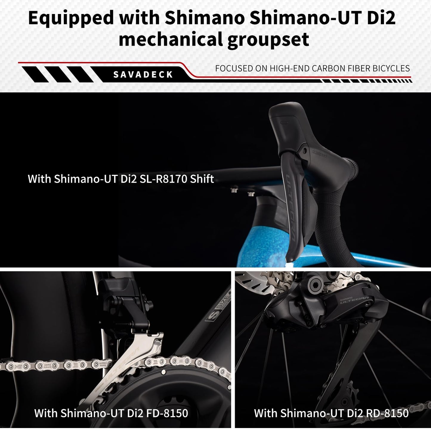 SAVADECK SLR8-Ultegra Full Carbon Road Bike with Shimano 105 R8170 24S Set for Adults, (Wave Pattern(W45), Blue, 54cm)