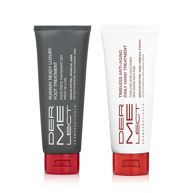 Dermelect Essential Anti-Aging Hand & Foot Duo - Ultra-Hydrating Hand Cream & Runway Ready Foot Treatment, Restores Youthf...