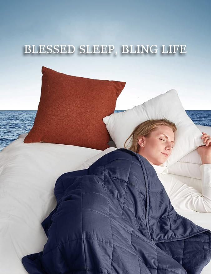BB BLINBLIN Kids Weighted Blanket Heavy Blanket, Calm and Sleep, Premium Soft and Comfortable Material and Glass Beads (Navy Blue, 41''x60'' 10lbs), Suit for One Person(~90lb) Use on Twin Bed