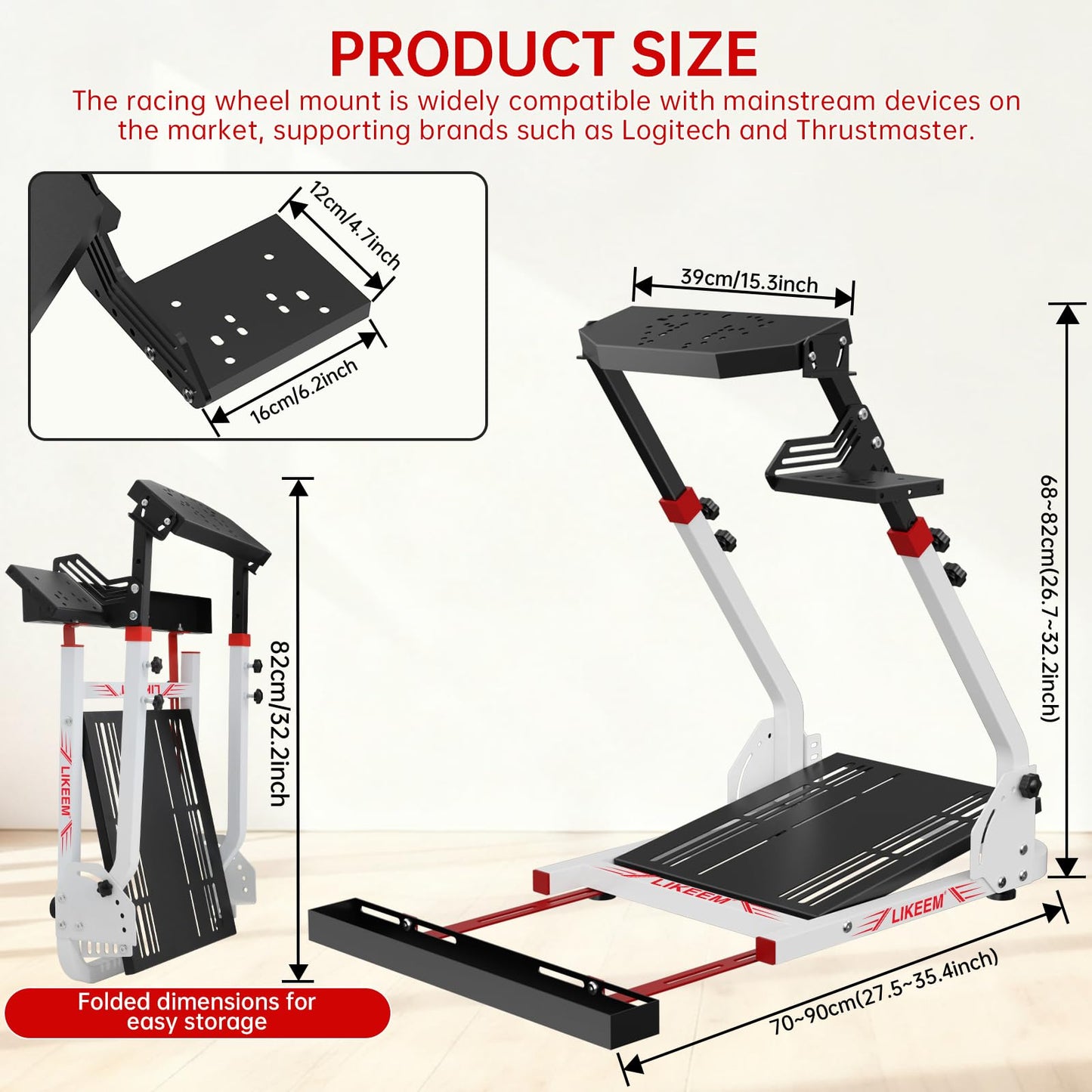 Likeem Sim Racing Wheel Stand, Racing Steering Shifter Mount Fit for Logitech G25, G27, G29, G920 Racing Simulator Cockpit Video Game Accessories, Shifter Wheel Pedals NOT Included