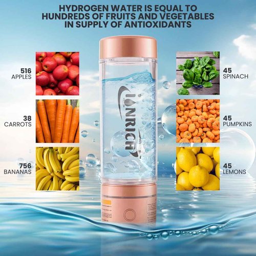 IONRICH HYDROGEN WATER Bottle |SPE-PEM Technology| Platinum ct. Plates | No Chlorine No Ozone Mixing| H2 1500 ~ up to 4000 PPB* | -ORP -300 to -500 mv| Purity 99.96% H2 | Health Benefit