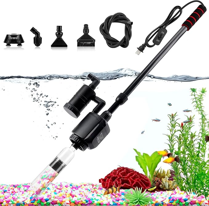 AQQA Electric Aquarium Gravel Cleaner, 6 in 1 Automatic Fish Tank Cleaning Tools Gravel Vacuum for Aquarium, Suitable for ...