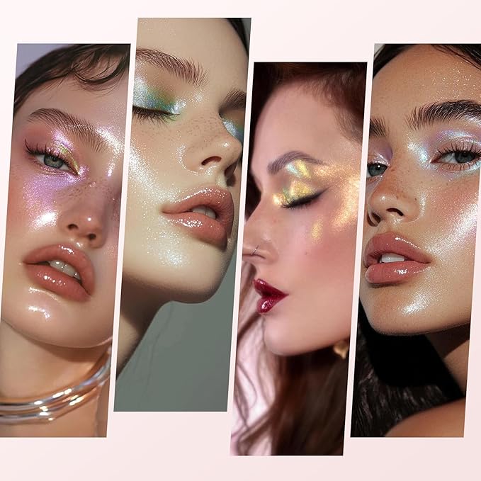 Color Nymph Glitter Liquid Highlighter Stick, Gel Cream Highlighter For Face Eye Body Chameleon Shimmer Glow Makeup Highlighters With Sponge Tip - 05# Fluorescent Sliver