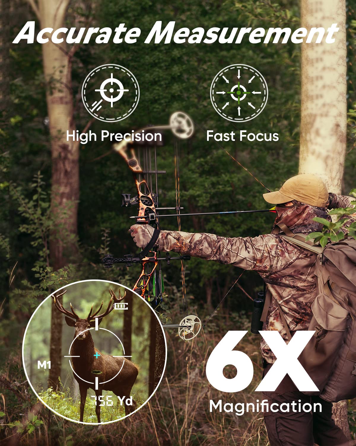 Wosports Hunting Rangefinder, 800 Yards Laser Range Finder With Bow Hunting Mode (Angle, Height, Horizontal Distance), Target Lo