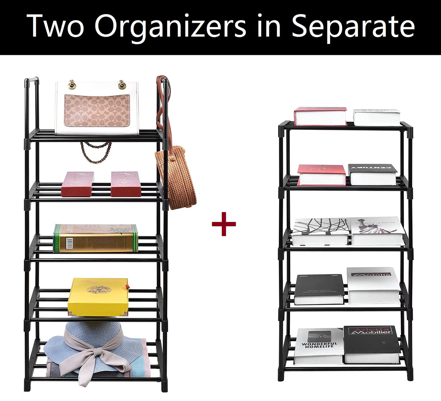 Easyhouse 10 Tier Metal Sturdy Shoe Rack, 10 Tier Tall Shoe Storage Organizer, Narrow Tall Shelf Organizer for Entryway, Closet, Bedroom