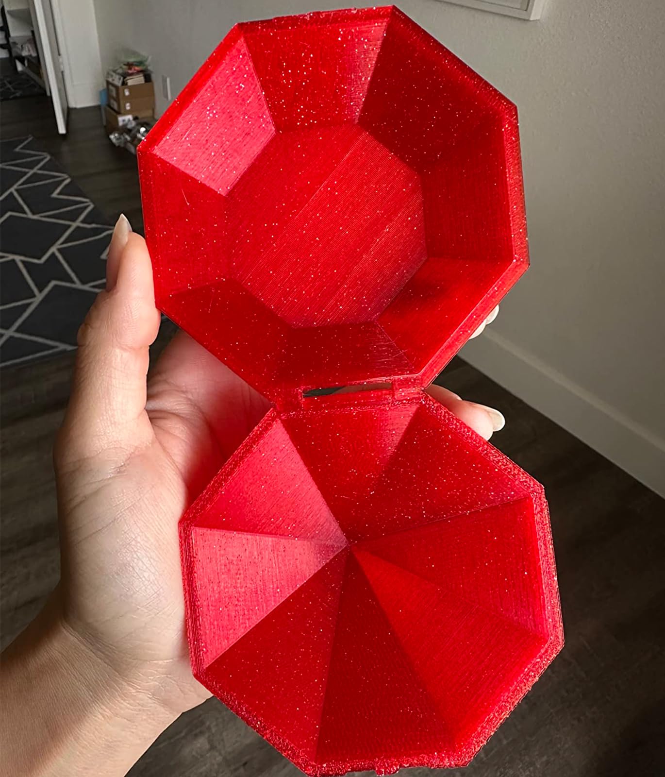ZIRO Glitter PLA Filament 1.75mm, Semi-Transparent PLA Base, 3D Printer Filament Shiny Sparkle Material with Glitter, Twinkle Series 1KG Spool, fit Most FDM 3D Printers, Twinkling Red
