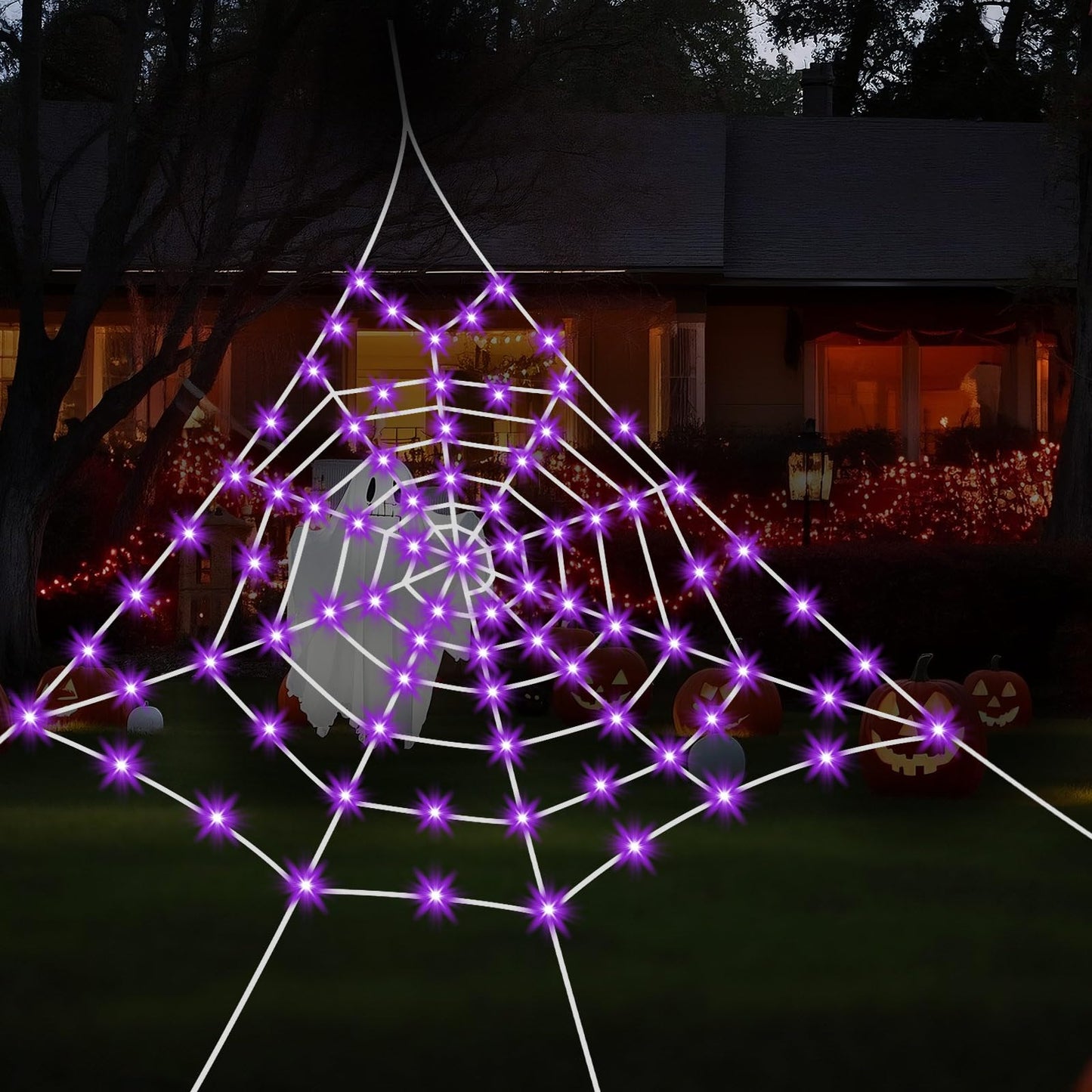 Giant Spider Webs Decoration Outdoor,Halloween Spider Web for Scary Halloween Yard Decorations,Halloween Decorations Outdoor