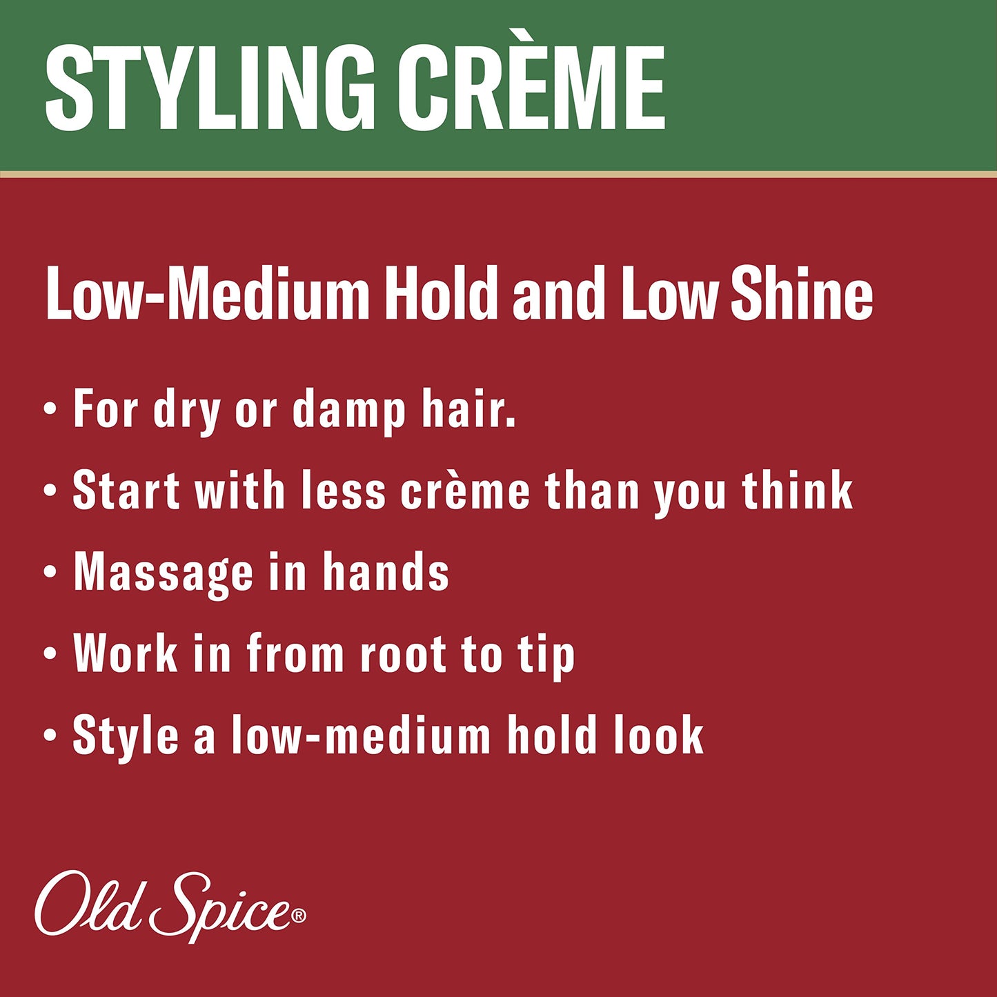 Old Spice, Hair Styling Crme for Men LowMedium HoldLow Shine 2.22 Each Twin Pack NEW Formula, 4.44 Fl Oz