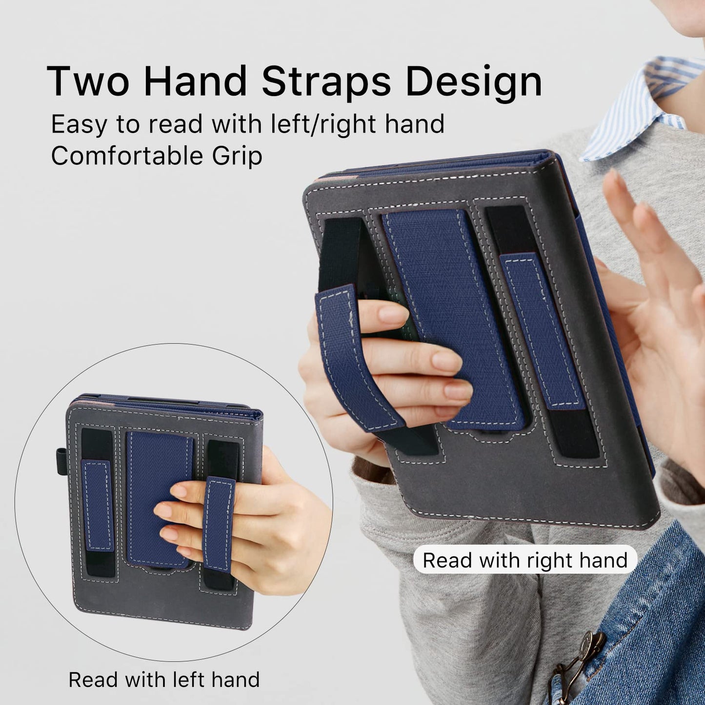 Walnew Stand Case For 6.8  Kindle Paperwhite (Model No. M2L3Ek / M2L4Ek), Two Hand Straps Premium Pu Leather Book Cover With Aut