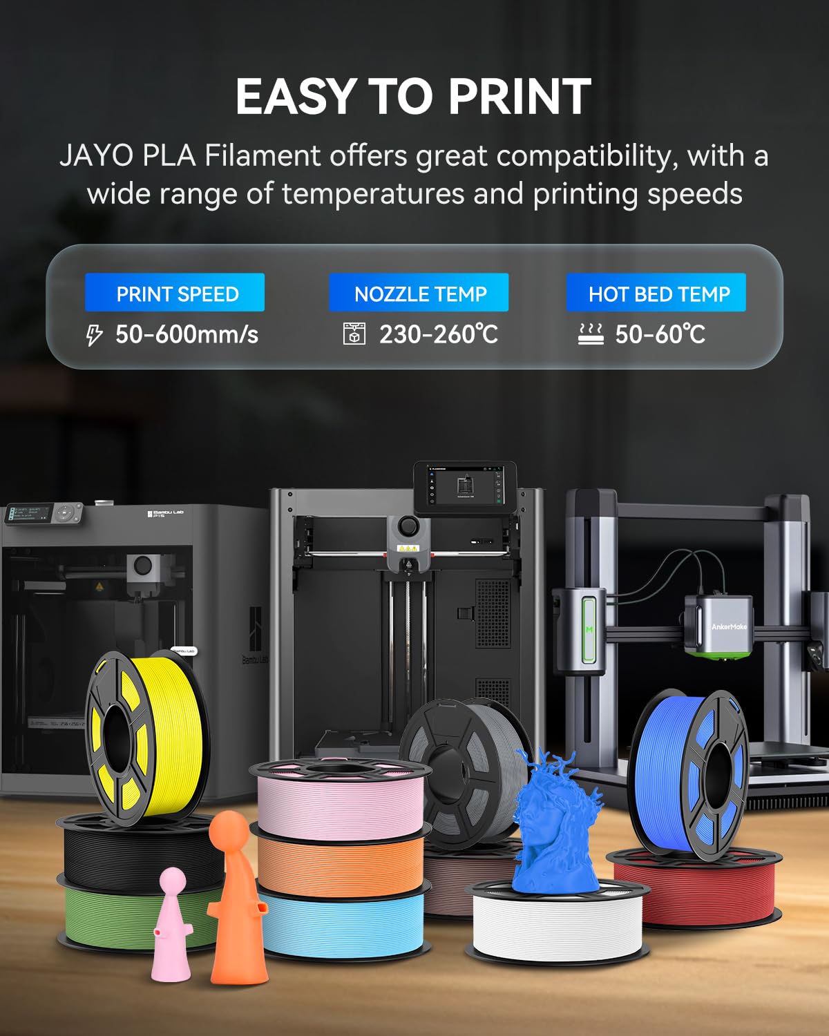 JAYO PLA 3D Printer Filament Olive Green, PLA Filament 1.75mm, 1.1KG Spool, Dimensional Accuracy +/- 0.02mm, Fit Most FDM Printer