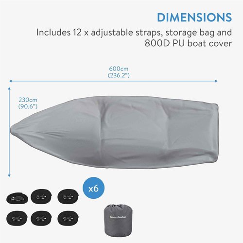 TeamObsidian Heavy Duty Waterproof Boat Cover - Universal Fit for 16' - 18.5' V-Hull Tri Hull Jon Fishing Bass Trailerable Boats