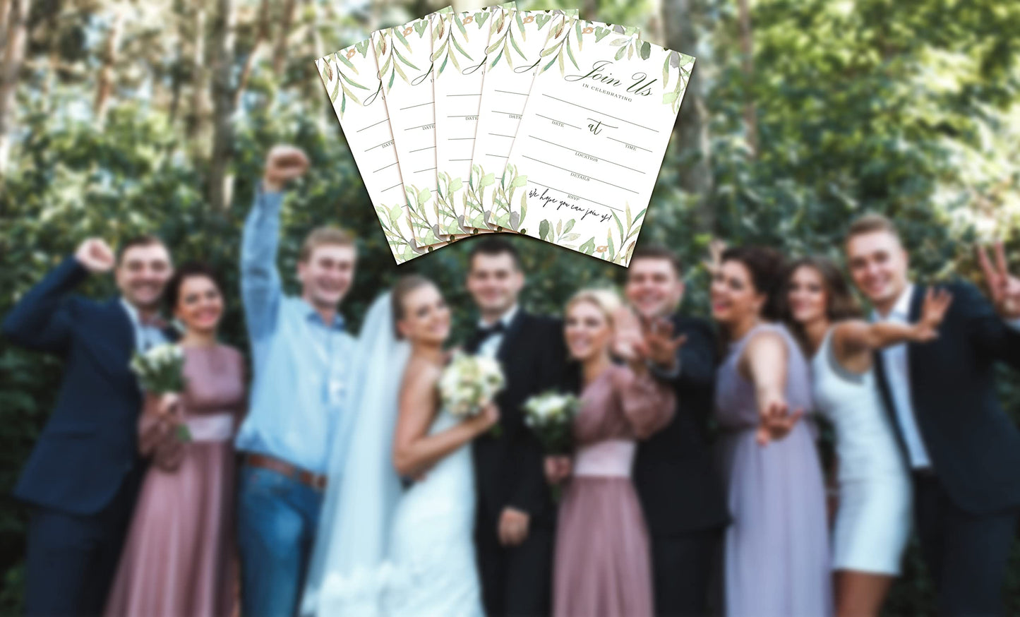 Join Us Invitation Cards With Envelopes - Greenery Invite Cards for All Occasions, Wedding, Engagement, Reception, Bridal or Baby Shower and Birthday Party - 25 Cards and 25 Envelopes - HL-003 YQK