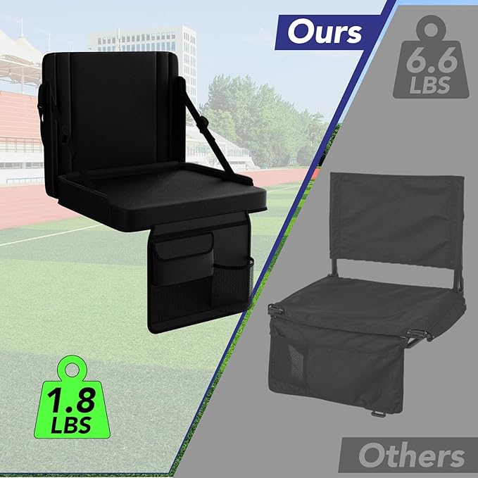janiry Stadium Seats with Back Support 2PACKS Adjustable Bleacher Chairs with Back and Cushion Bleacher Seat with Cup Holder, Carry Handle & Shoulder Strap for Outdoor Sports Events, Picnics, Beaches
