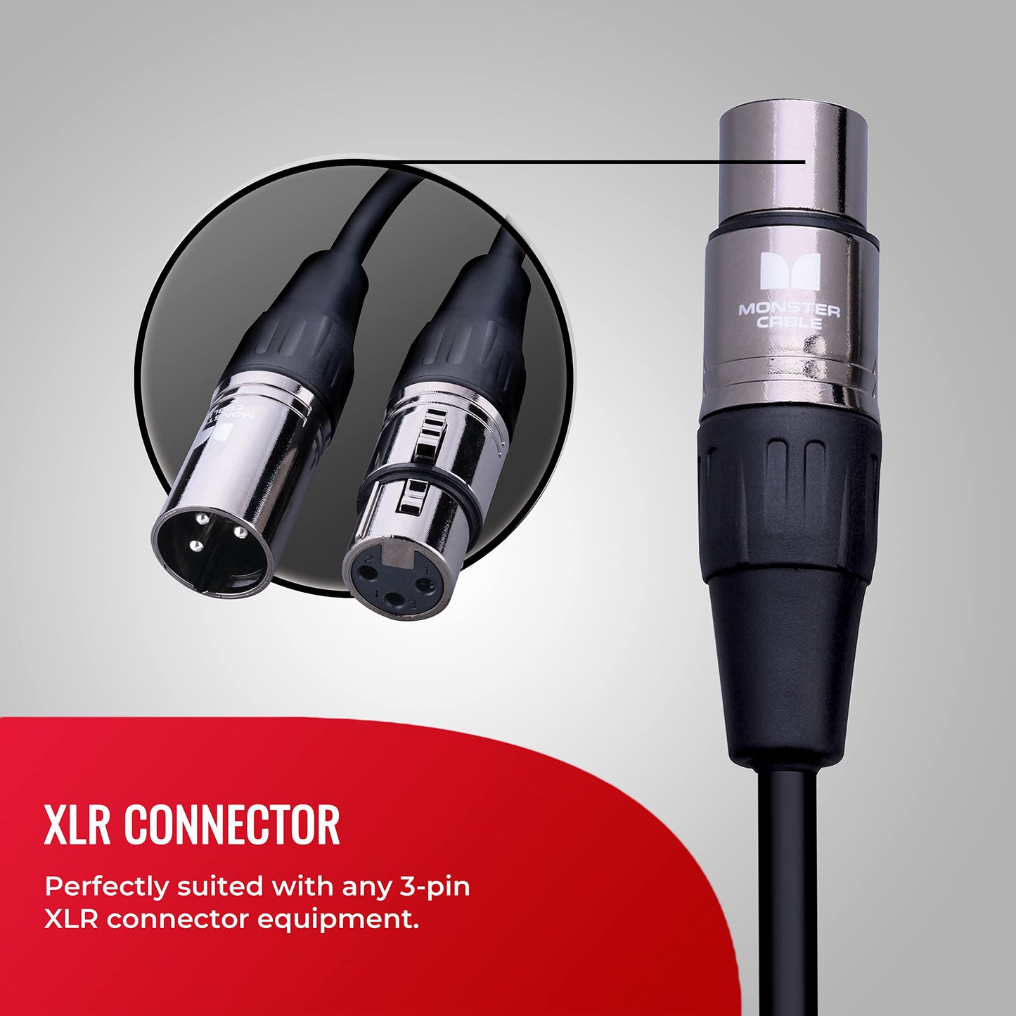 Monster Prolink Classic Microphone Cable. 100 Feet Silver Contact Xlr Cables. Mic Cable W/Multitwist Construction. 95% Copper Br