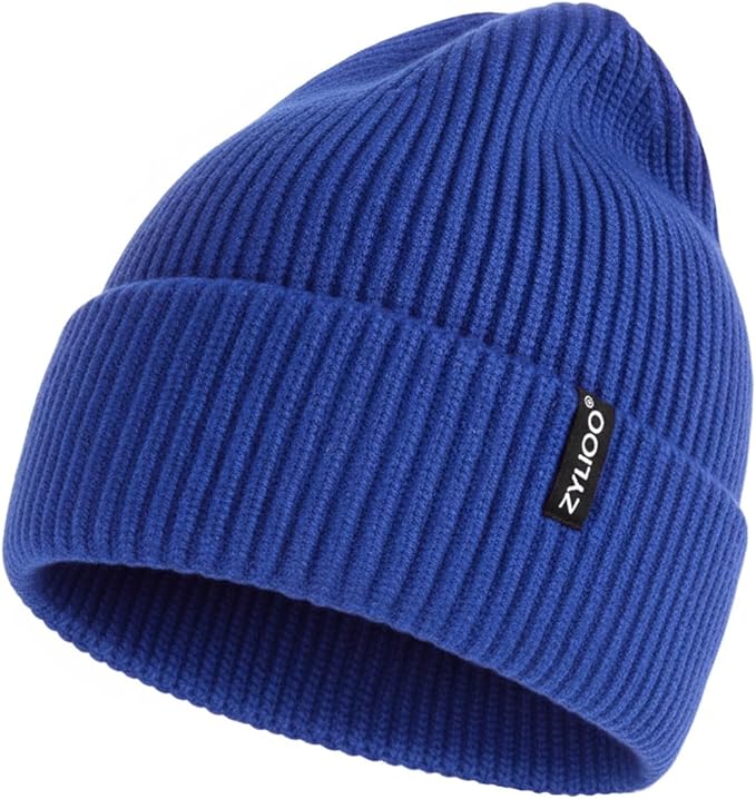 Zylioo Oversize Beanie Hats, XXL Big Size Ribbed Knit Cuffed Winter Hat for Cold Weather, Warm Skull Watch Cap