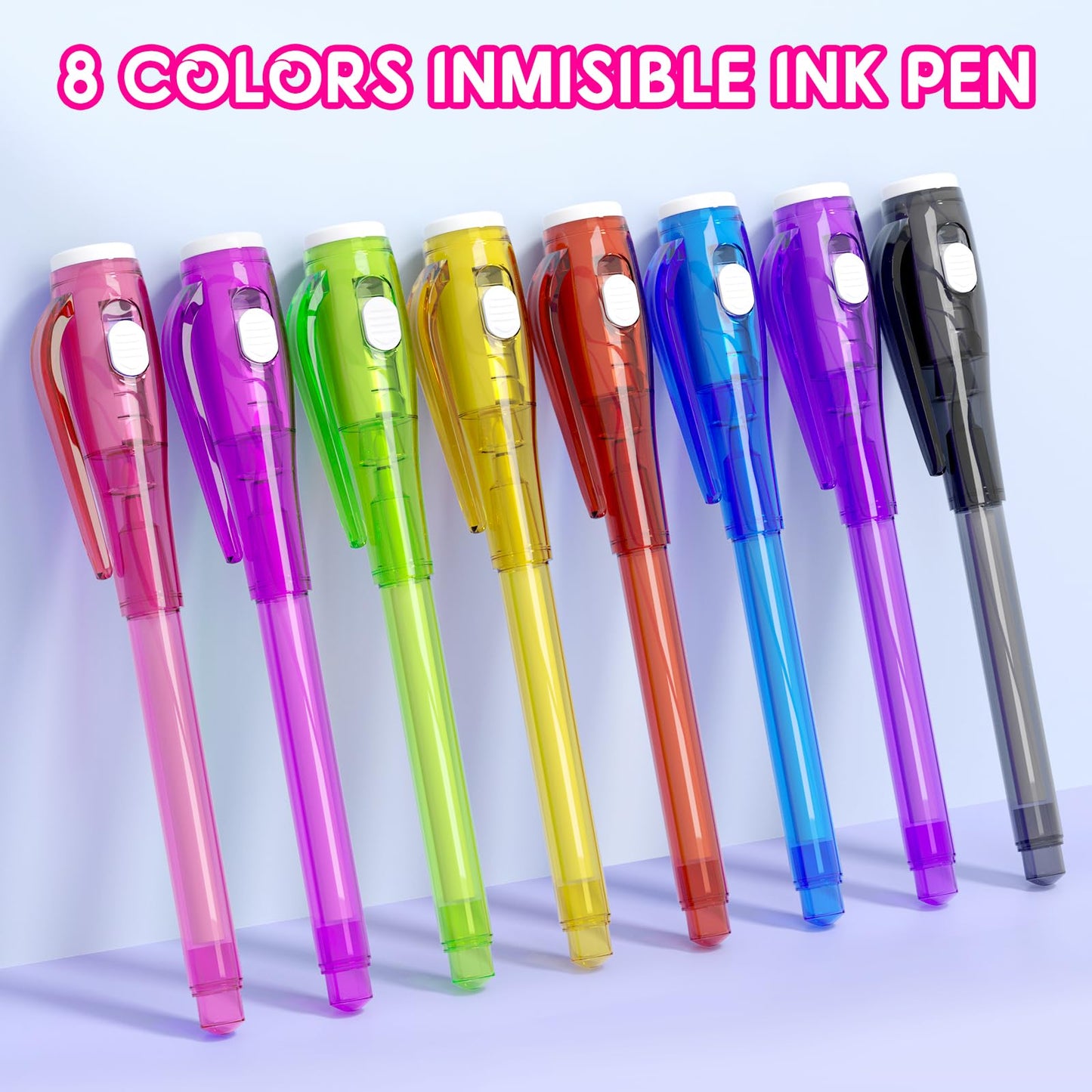 JIMMIDDA Invisible Ink Pen Spy Game for Kids, Party Favors Toys for Girls Boys, Magic Markers for Boys Girls Fun Outdoor Toys, Birthday for 6-13 Year Old Girls Boys (8PCS)