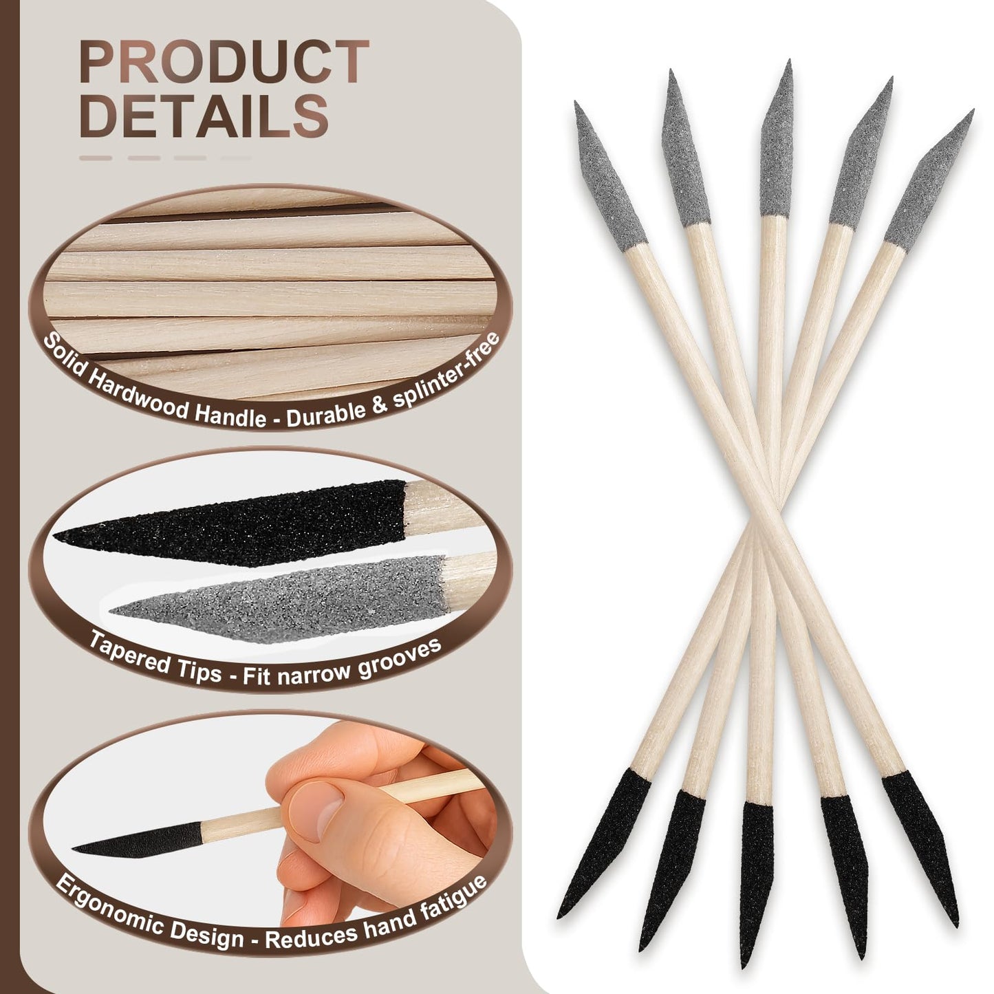 Dual-Grit Sanding Sticks 150/280 Grit 20PCS, 2-in-1 Abrasive Sticks for Woodworking, Models & Metal Polish, Fine Detailing Tools for Tight Spaces - NEIXIILY