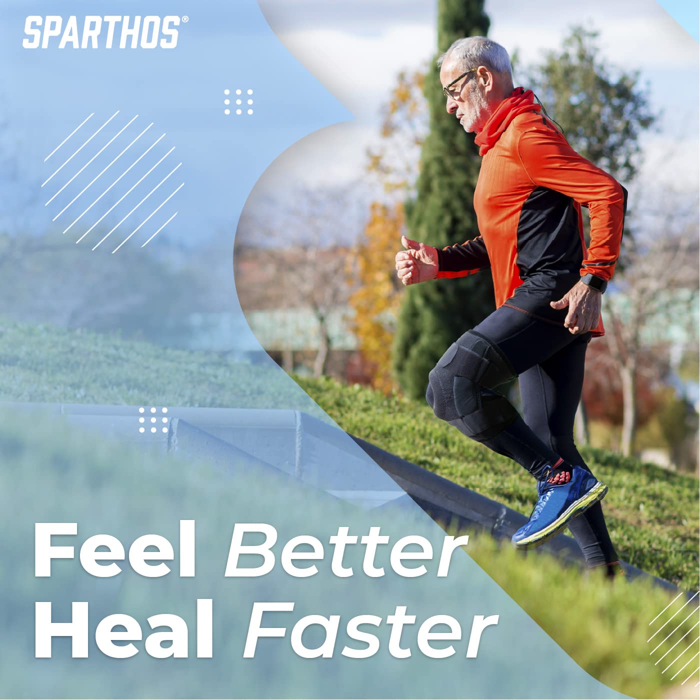 Sparthos Knee Brace - Relieves ACL, MCL, Meniscus Tear, Arthritis, Tendons Pain - Open Patella Design with Dual Hinges - Patellar Compression Support, Plus Size Fit - For Men and Women - XXX-Large