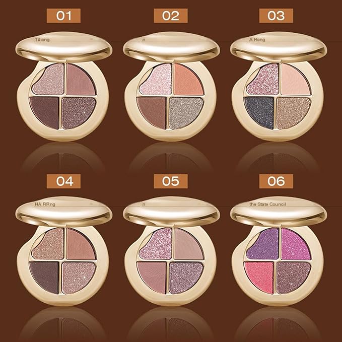 Glow Gallery Highlighting Eye & Cheek Palette, 4-Color Metallic Shimmer Eye & Cheek Palette, Blush and Highlighter Palette, Makeup Set for Shading, Highlighting & Defining the Face (#01)