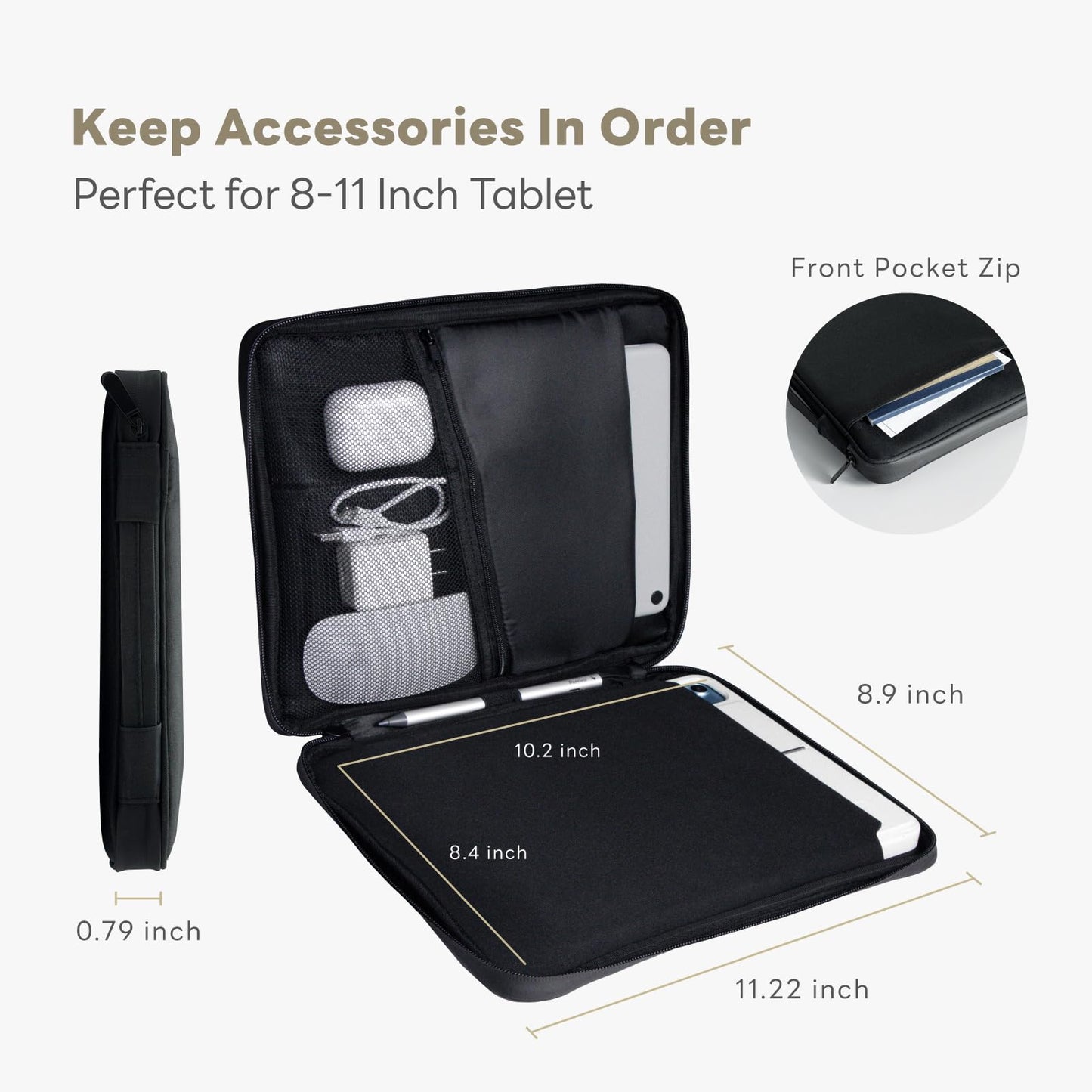 Eip 8-11 Inch Waterproof Slim Tablet Carring Case With Handle Sleeve Bag For Ipad Pro 11 Inch/Ipad 7/8/9 10.2 Inch/Ipad Air 5,4