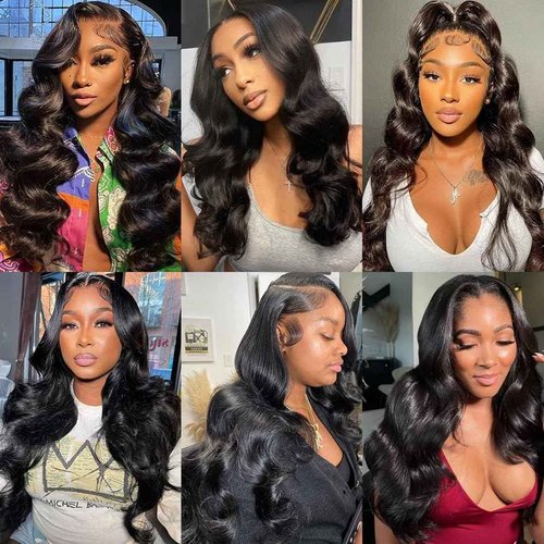 VILSAI Body Wave Human Hair Bundles with Closure (18 20 22+16) 2x6 HD Lace Closure with Bundles 10A Grade Unprocessed Brazilian Virgin Human Hair Natural Black Color