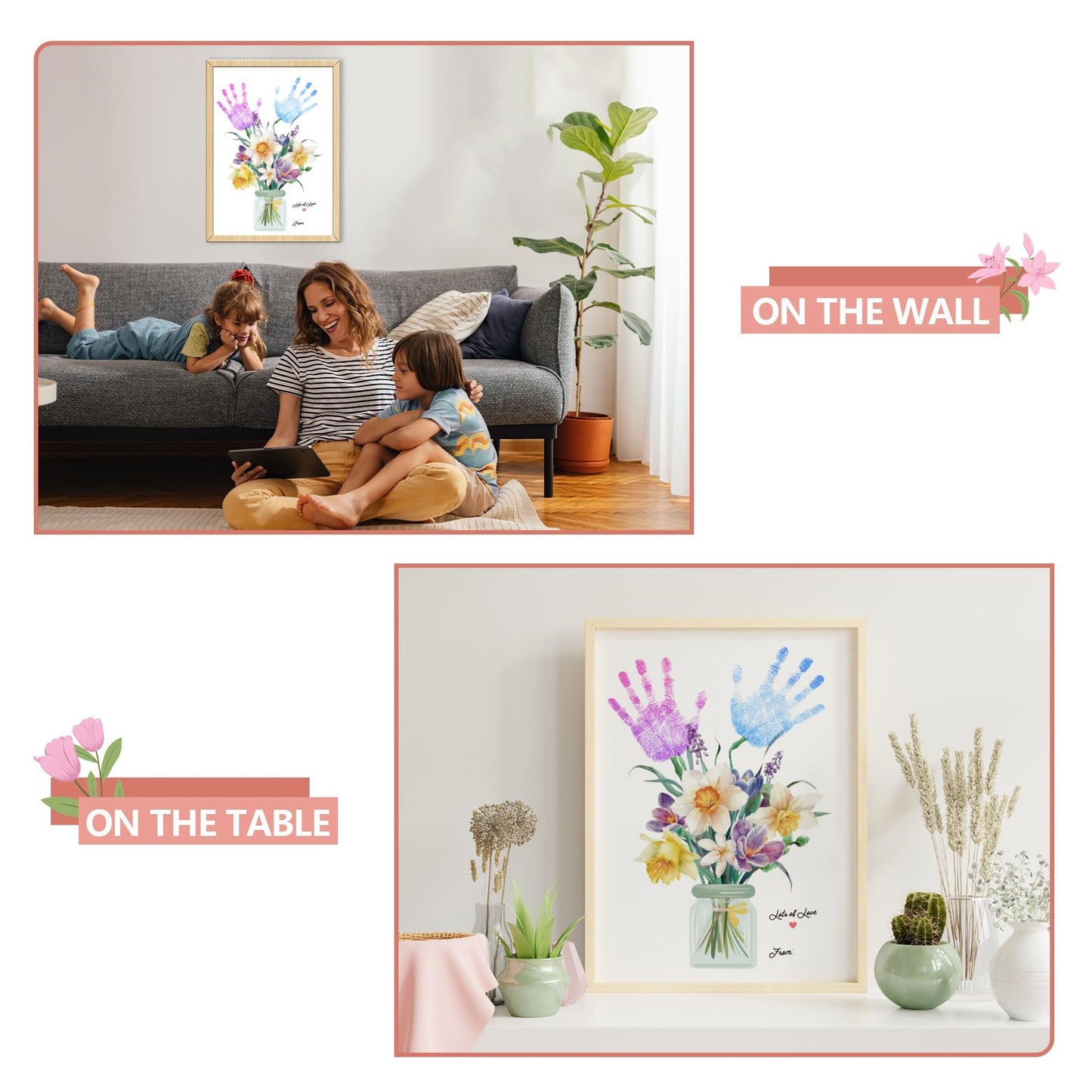 HiFulerr Mom Birthday Gifts - Handprint Flower Crafts from Kids, First Mothers Day Gifts, Unique Birthday Christmas Gift and Decorations for Mom from Son Daughter Dog, Gift for Grandma Nana Mimi Gigi
