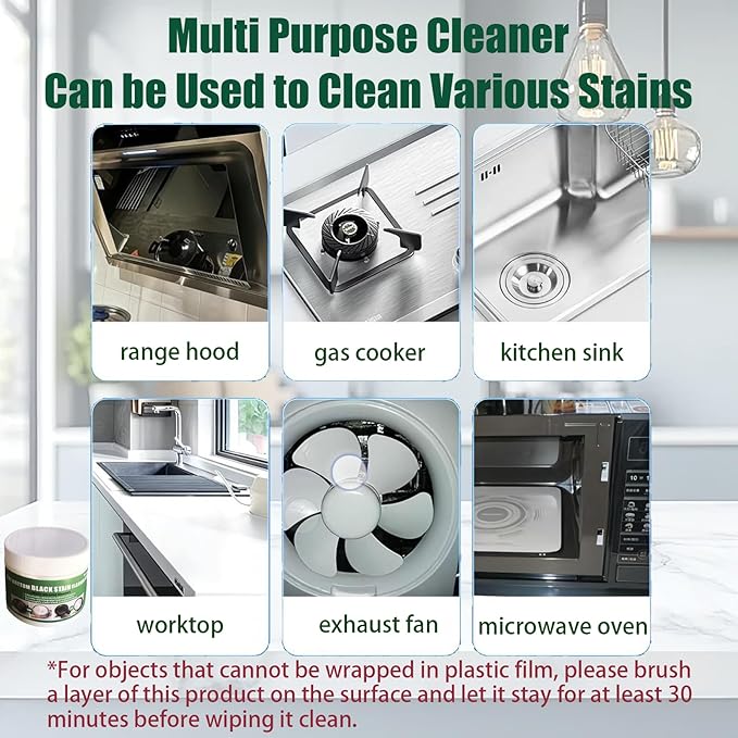 Truey Pot Bottom Black Stain Cleaner Set,Pot and Pan Bottom Cleaning Paste,Powerful Kitchenware Cleaner, Cooktop Pot Cleaner Effortless for Burned Cookware,Multi-purpose Oil Stain Remover (400g)