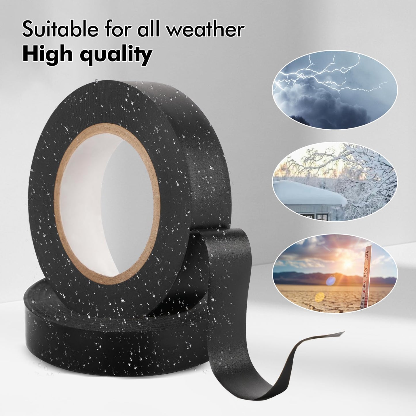 Fulgivate 4 Pack Black Electrical Tape，0.70 in x 72ft，Waterproof High Temperature Electric Tape Weatherproof Home Outdoor Multipurpose Insulating Wire Wrapping