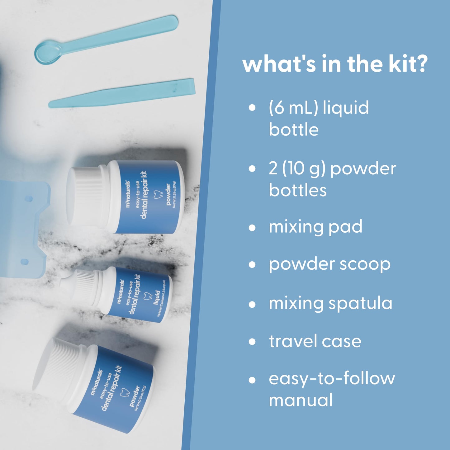 Dental Tooth Repair Kit, Dental-Grade Materials, Temporary Filling Composite for Cavities, Loose or Lost Crowns and Fillings, Caps and Inlays, Travel Case Included, by M3