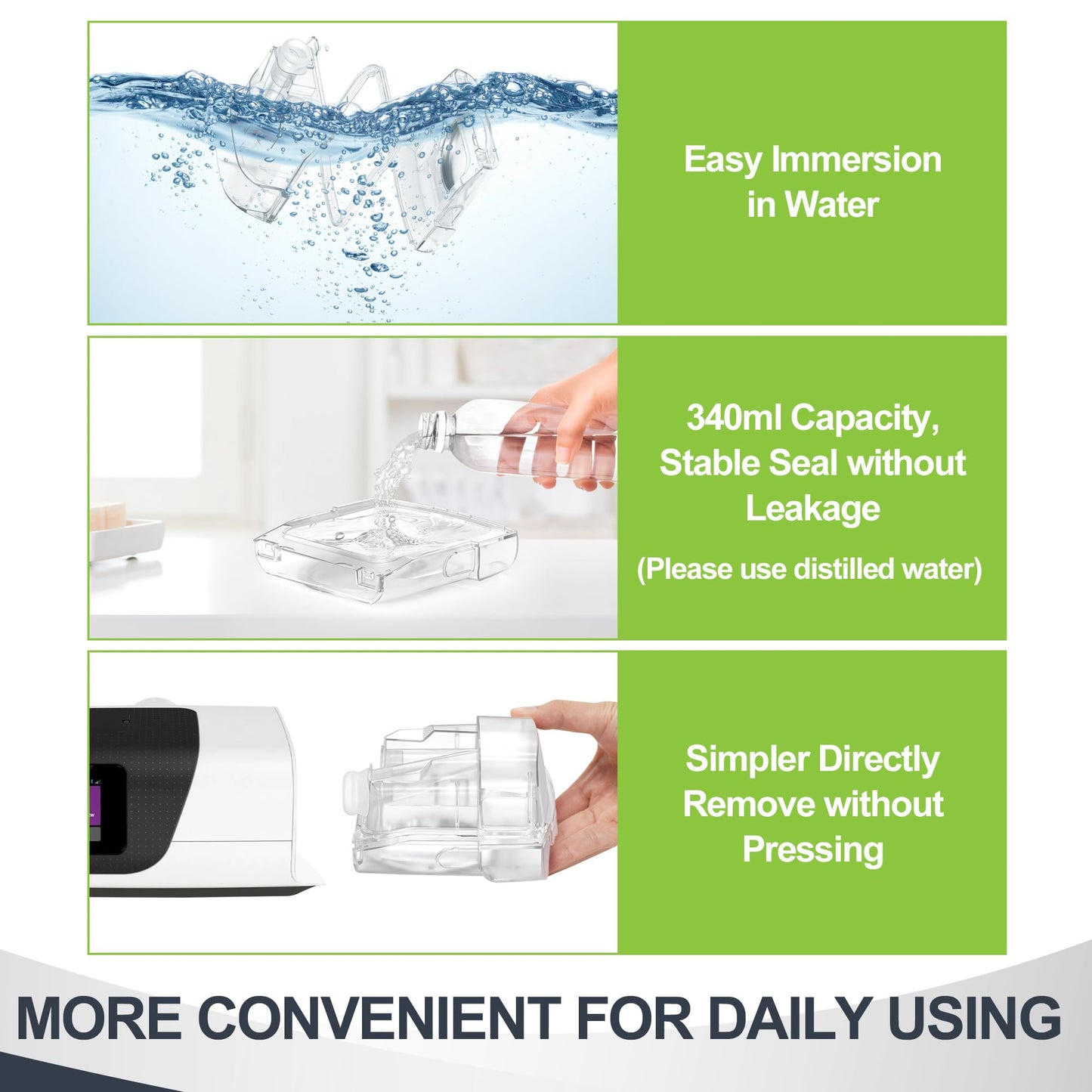 MEDICOLOR 340ml Water Chamber for AirSense 11, Replacement Water Tub for S11 Series, Cleanable Humidifier Container, Reliable Seal and Easy to Use
