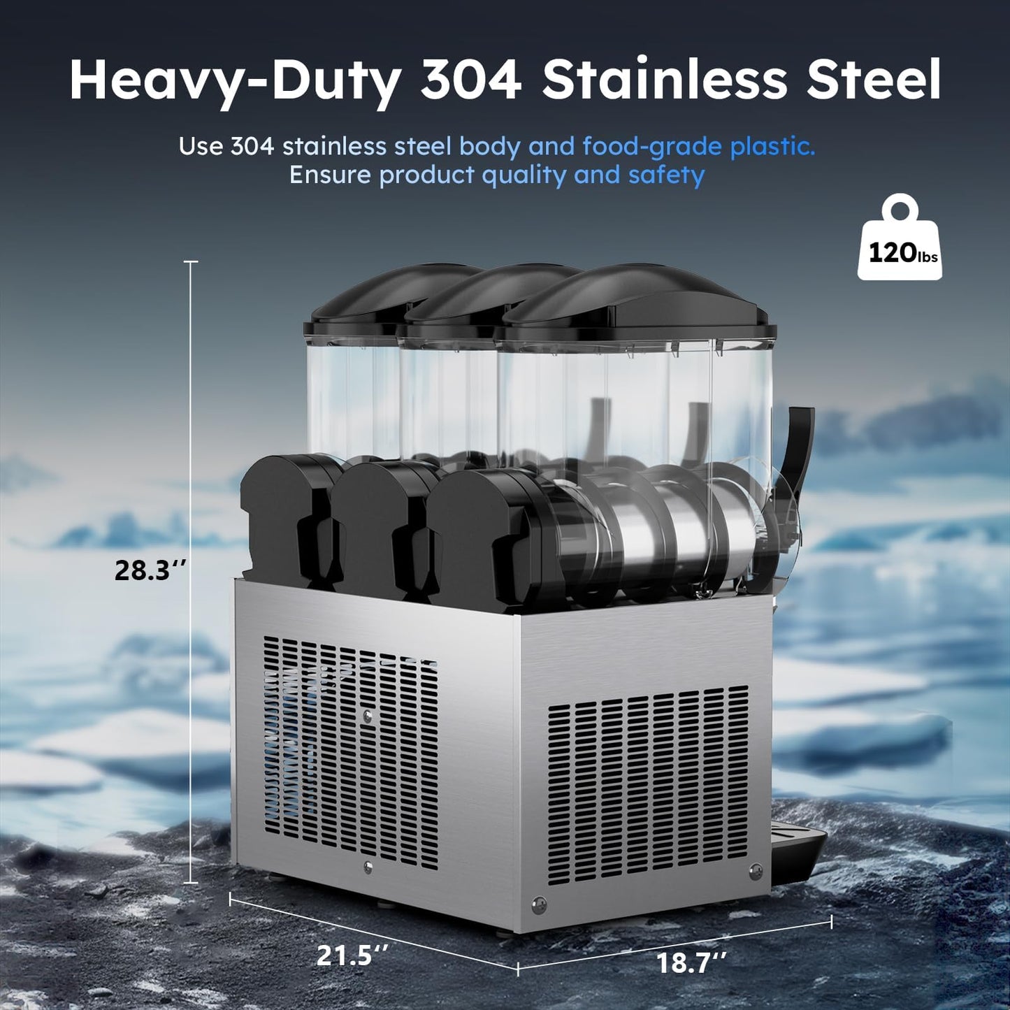 45L 12 Gal Commercial Margarita & Slushy Machine,1300W 110V Frozen Drink Maker Smoothie Machine for Bar,Electric Large Slushie Machine with Self-Cleaning Mode,for Alcohol Beverage Cocktail Juice