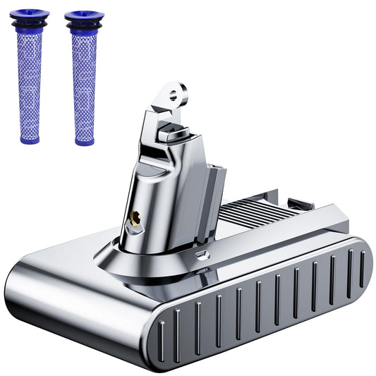 8000mAh Replacement for dyson V6 Battery 21.6V Lithium VTC4 SV03 SV04 SV05 SV06 SV07 SV09 DC58 DC59 DC61 DC62 DC72 DC74 Absolute Animal Motorhead Slim Vacuum with 2 Filters (V6)