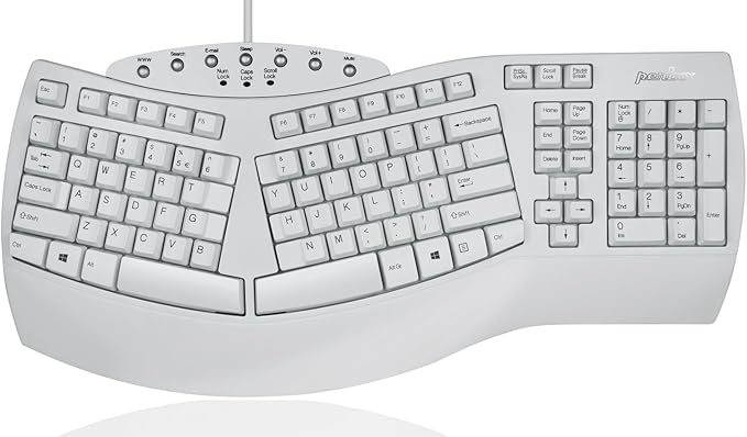 Perixx PERIBOARD-512W Periboard-512 Ergonomic Split Keyboard - Natural Ergonomic Design - White - Bulky Size 19.09"X9.29"X...