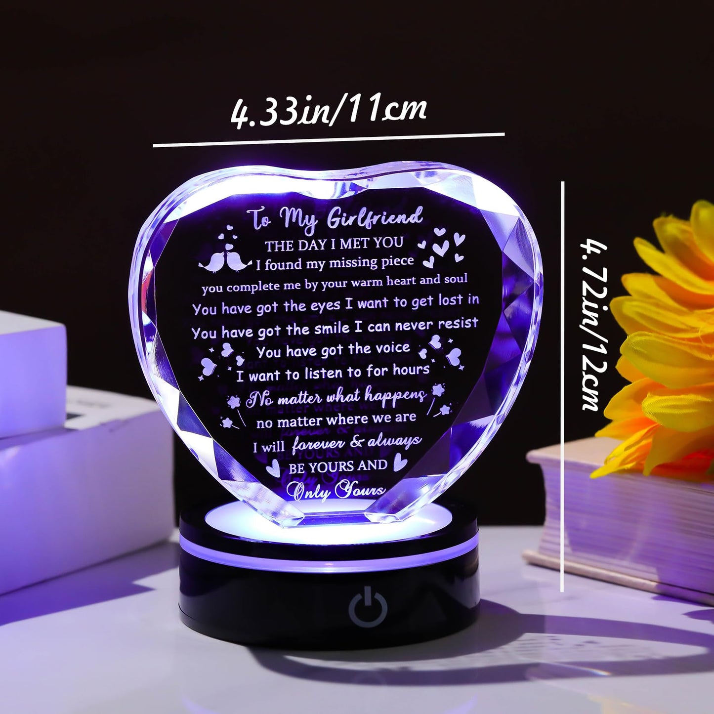 Gifts for Girlfriend with Light Base, Girlfriend Gifts from Boyfriend, Romantic Anniversary Birthday Gifts for Girlfriend Her Valentines Christmas I Love My Girlfriend Gift for Women