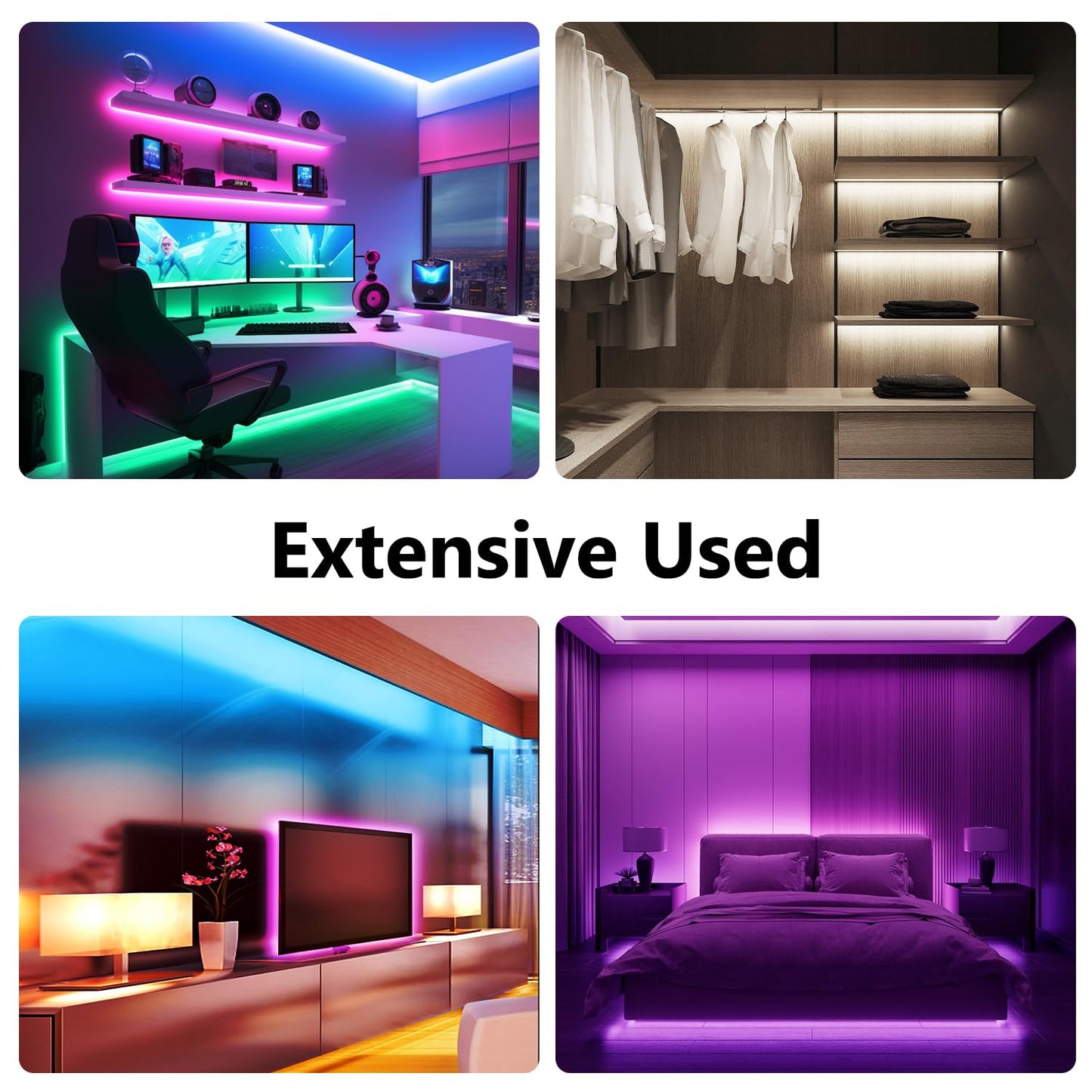 phopollo COB LED Strip Lights, Multi-Color 576 LEDs/m High Density Flexible 24V Led Lights with RF & App Control, LED Lights for Bedroom, Kitchen, Cabinet Lighting-16.4ft