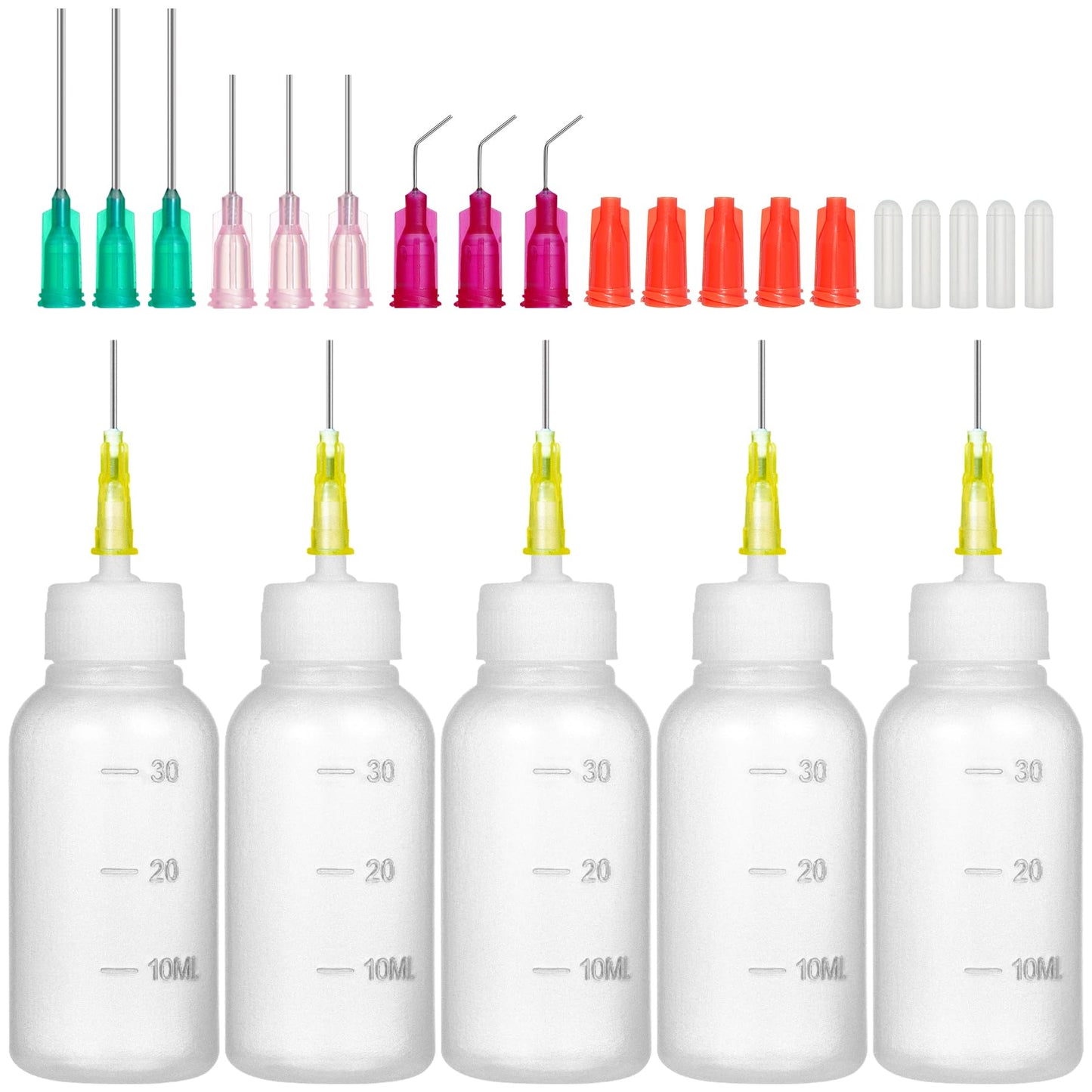 30ml Glue Bottles with Blunt Needle - Precision Tip Squeeze Applicator Dispenser Bottle for Dispensing or Refilling Oil, Liquids, Paint, Quilling Craft