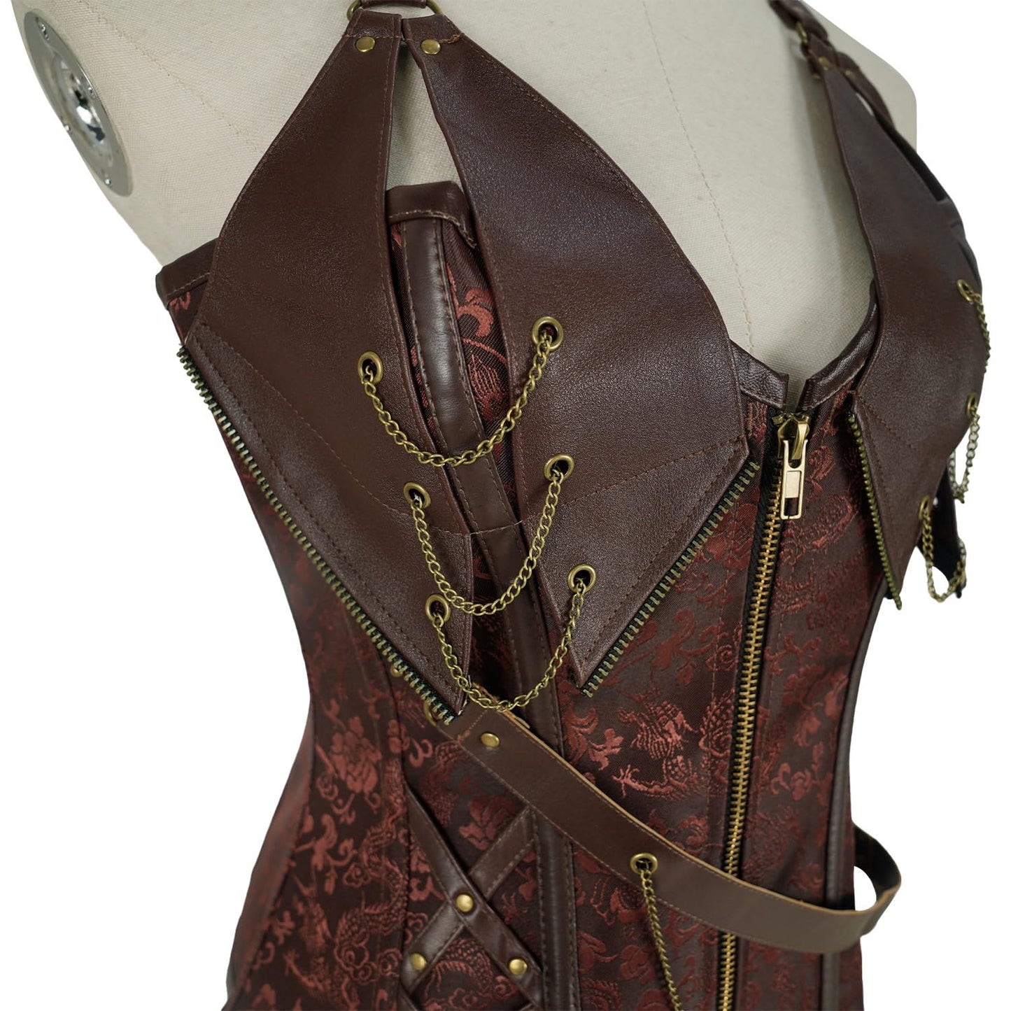 TEYHUI 4 pcs Viking pirate Renaissance costumes for women steampunk costume Halloween victorian costumes(Z3759BN,L)