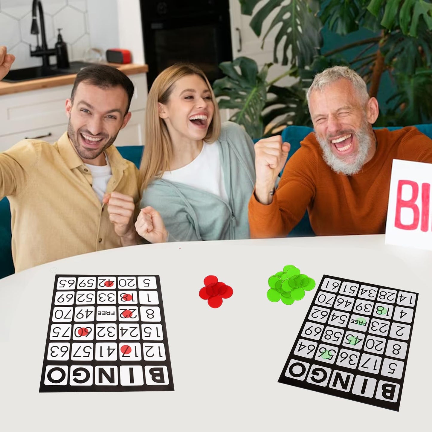 GSE Games & Sports Expert 100-Pack Jumbo Bingo Game Cards with Easy Read Numbers, Reusable Paper Bingo Sheets for Large Groups, Family/Friend Parties, Game Nights