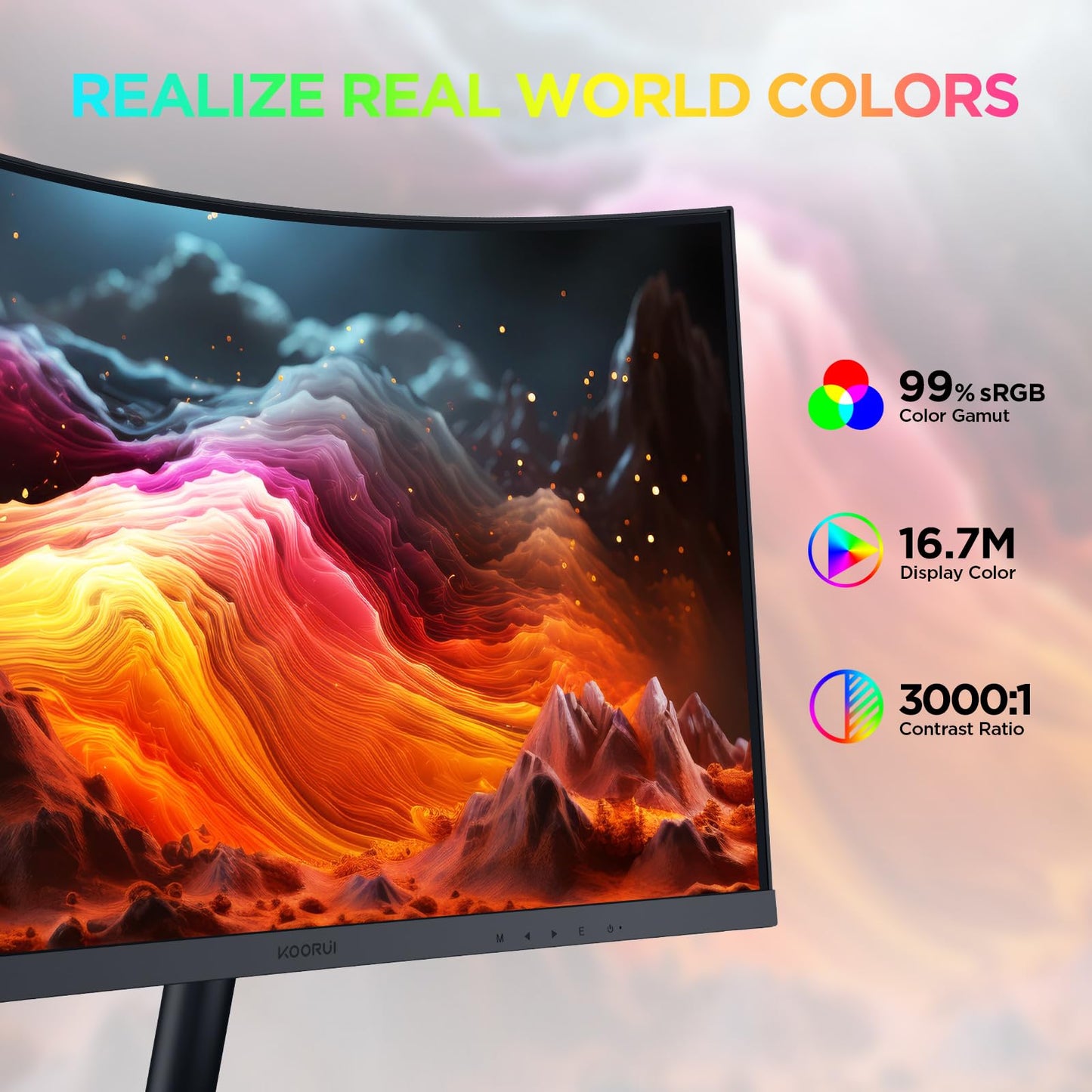 Koorui 27 Inch Curved Monitor Fhd 1080P 75Hz Computer Monitors, 1500R Pc Screen With Hdmi Vga, Tv Rheinland Certified, Tilt Adju