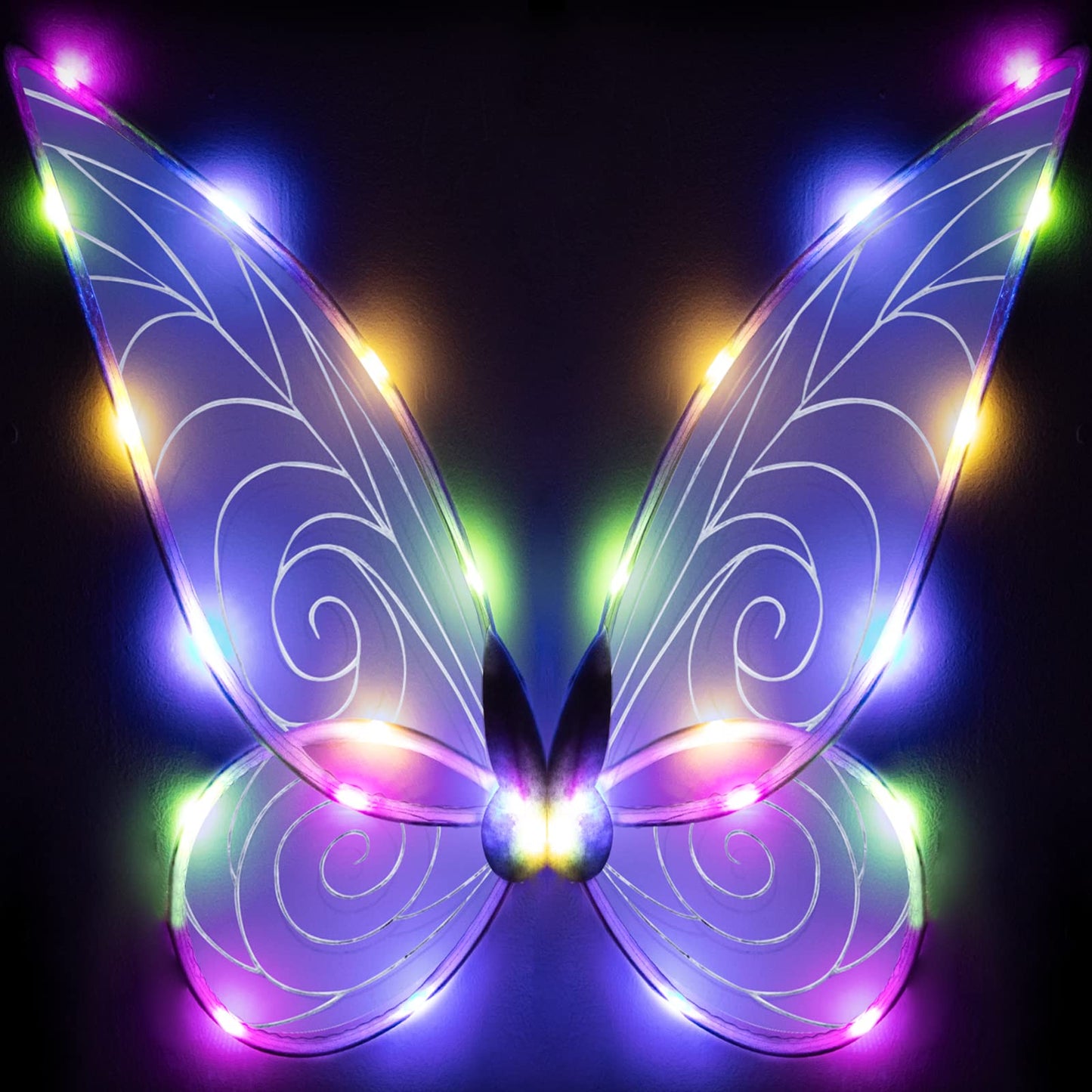 quescu Light up Fairy Wings for Adults,LED Butterfly Wings for Girls Women,Halloween Costume Dress Up, for Kids Girls