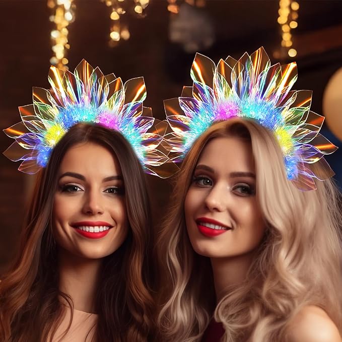 2PCS Valentines Day Gifts LED Headbands, New Year Light Up Headband, Glow In The Dark Party Supplies, Glow Party Supplies ...