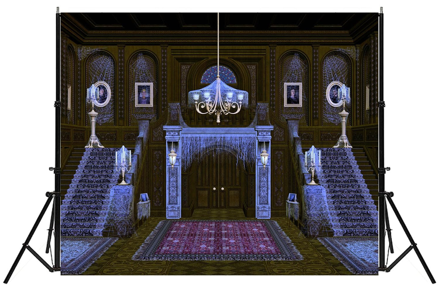 Fmarui Haunted Mansion Backdrop 7x5ft,Spooky and Deserted House Backgrounds Halloween Party Decoration Banner Halloween Photo Booth Backdrop for Kids Adults