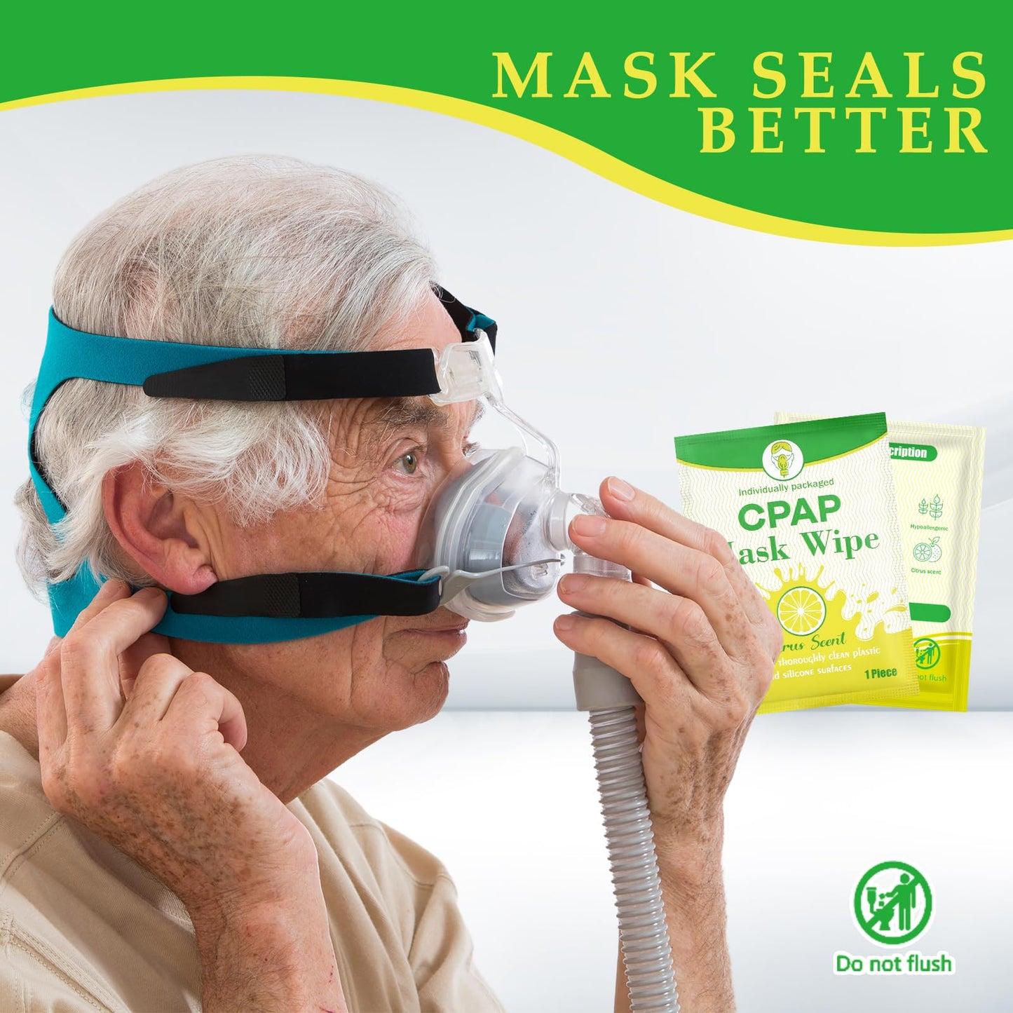 Swiffen 300 Pcs CPAP Mask Wipes Bulk Individually Wrapped Single Use CPAP Mask Wipes Citrus Scent Cleaning for Full Face, Nasal Travel Sleep Supplies Accessories