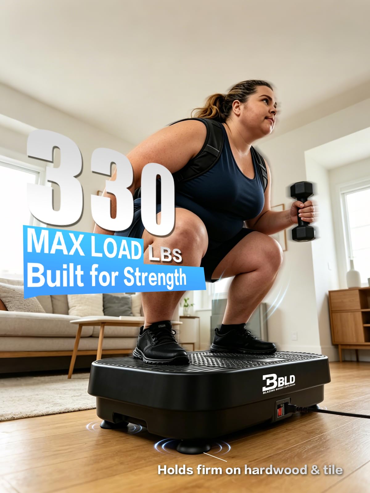 BBLD Vibration Plate Exercise Machine, 200 Levels Whole Body Vibration Platform for Body Toning, 330LB Capacity 4.3" Ultra-Thin Silent Fitness Plate with 10 Auto Modes for Home Gym