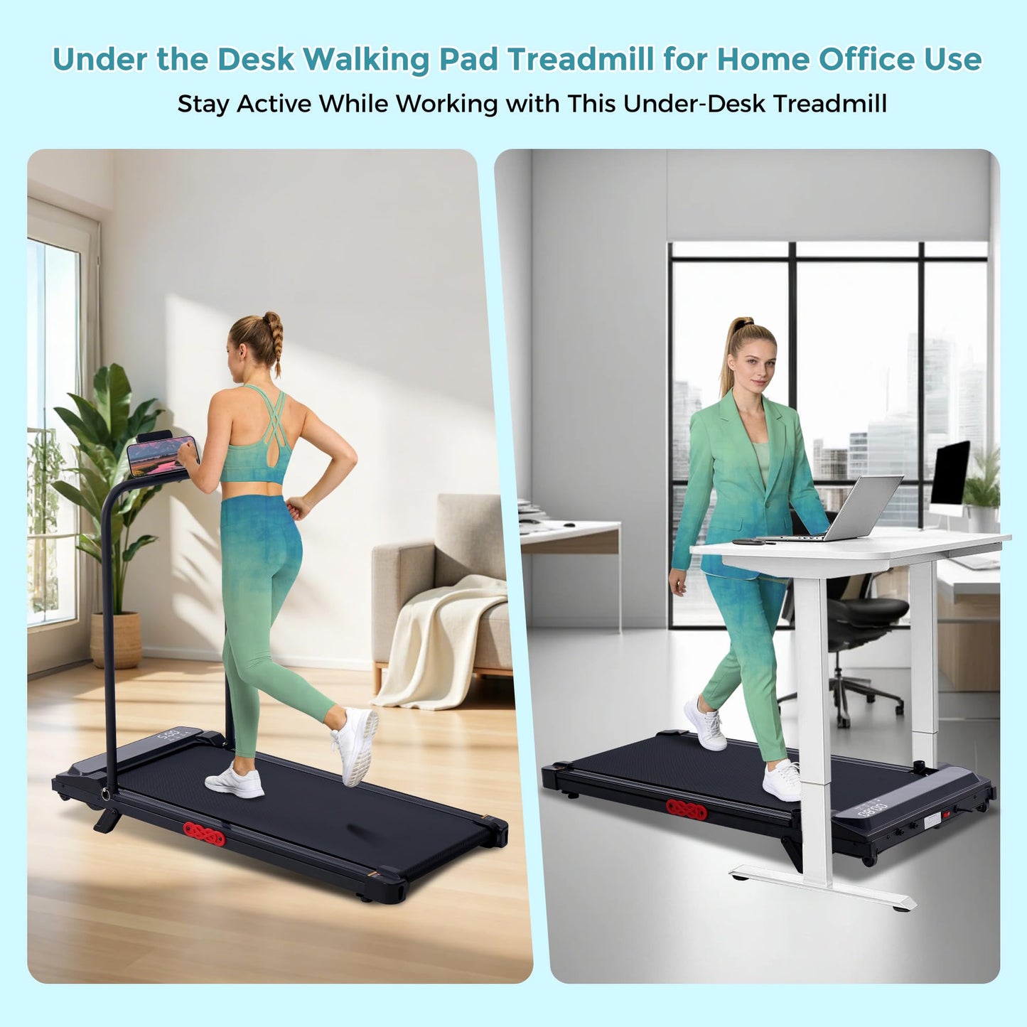 Portable Walking Pad Treadmill with Incline, 0.6-7.6MPH Mini Walking Treadmills for Home Small,3.0HP Electric Under Desk Treadmill for Exercising, Small Treadmills with Handle Bar, 350 LB Capacity
