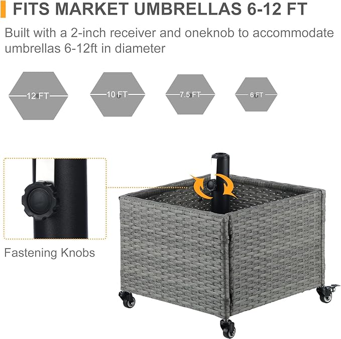 SUNNYPARK Umbrella Stand Outdoor Base with 4 Wheels Heavy Duty Patio Umbrella Planter for Garden Backyard Deck Poolside