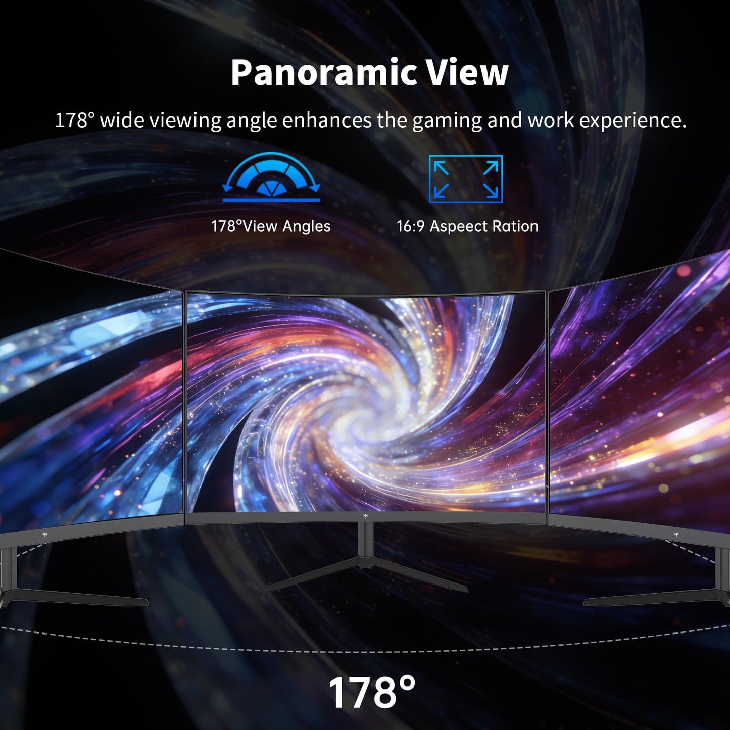 KTC 27 Inch Curved Gaming Monitor, 1440P QHD 144Hz PC Monitor, 1500R Computer Display Adaptive Sync, HDR400, 4000:1 Contrast, Eye Care, DP HDMI Port, VESA Wall Mountable, H27S5C