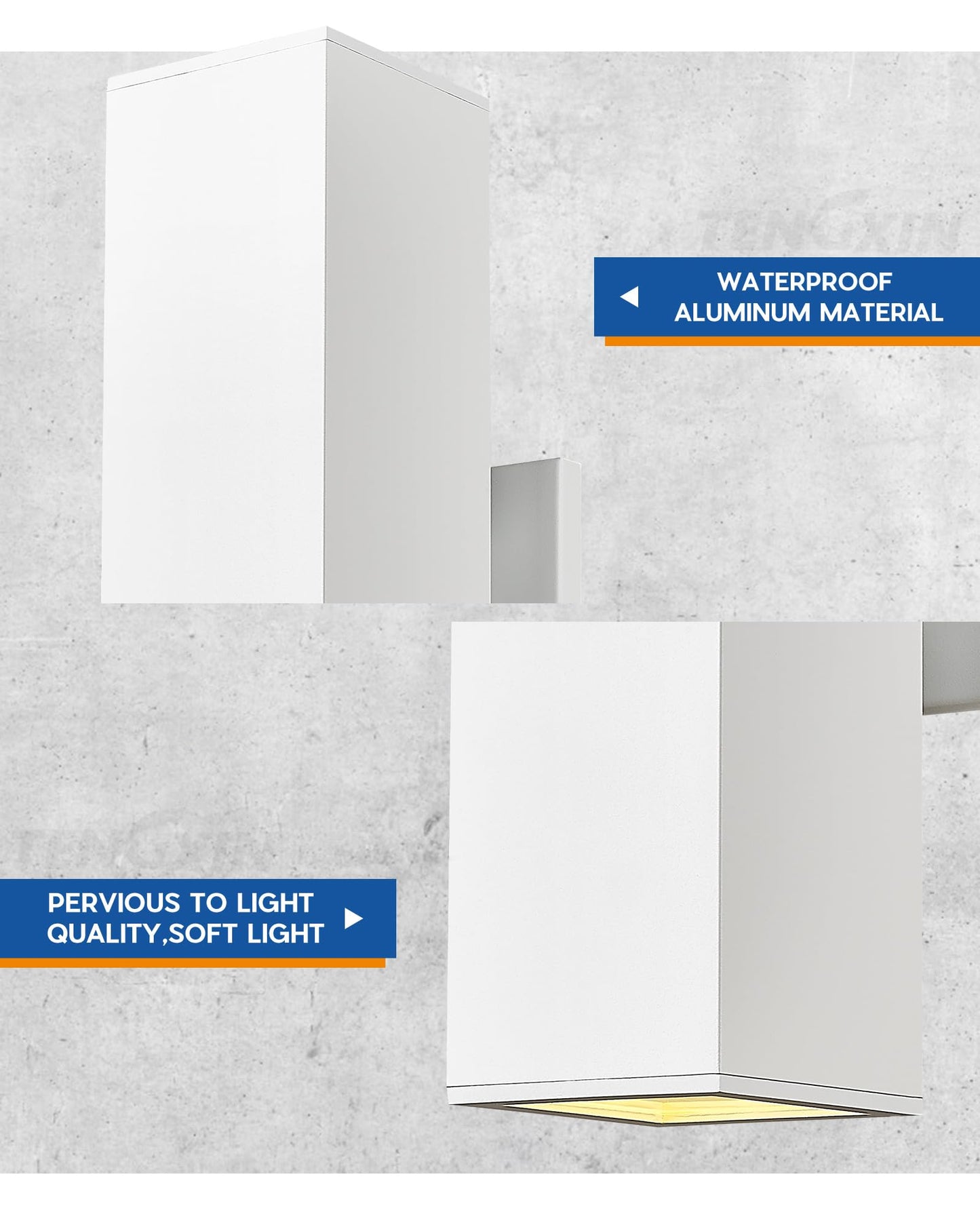 TENGXIN Outdoor Wall Lights, 15” Modern Outdoor Wall Sconces for House,White Waterproof Exterior Porch Light,Up and Down Lighting for Outside,Garage
