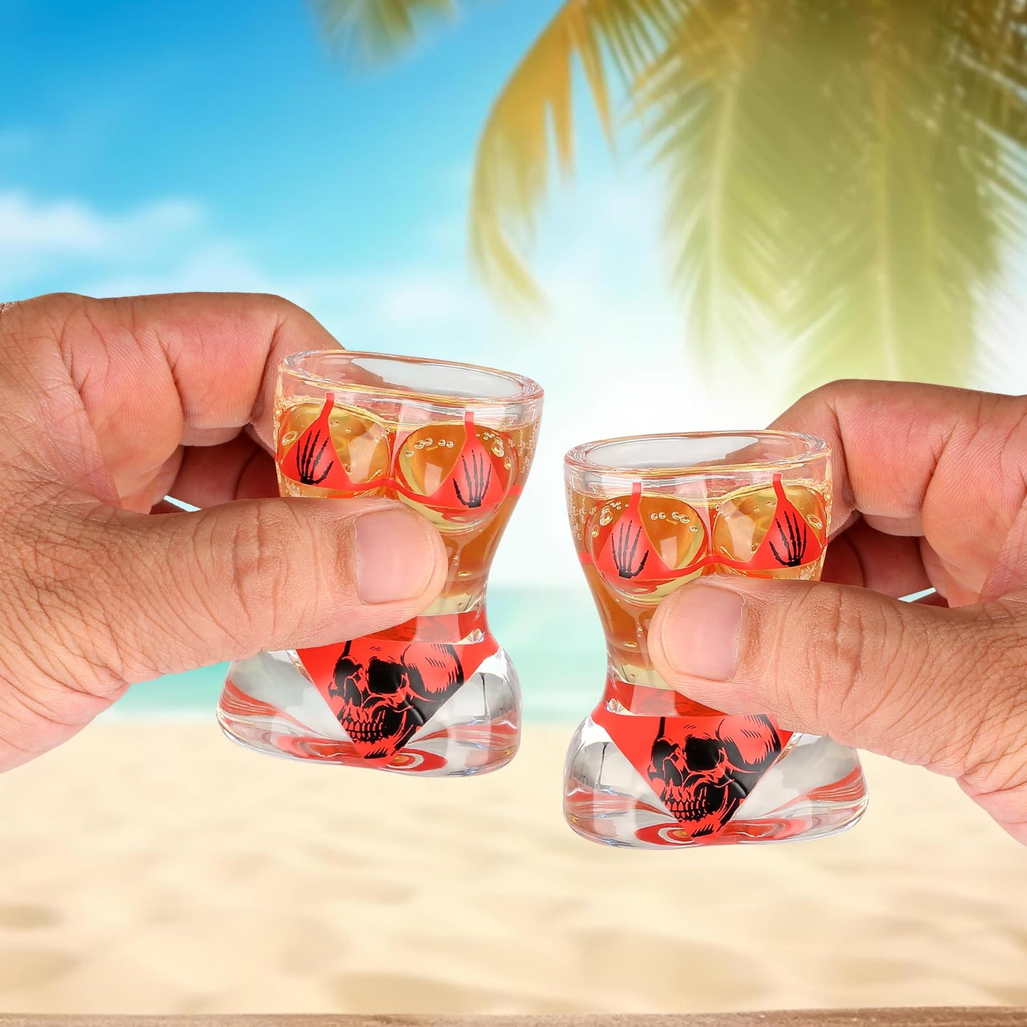 Bikini Glass Shot Glasses, Reusable Skull Shot Glasses, 30ml Heavy Base Shot Cups Set of 2 with Gift Box for Alcohol Shots, Vodka, Expresso, Tequila & Dessertsor, Birthday Christmas Gift for Men Women